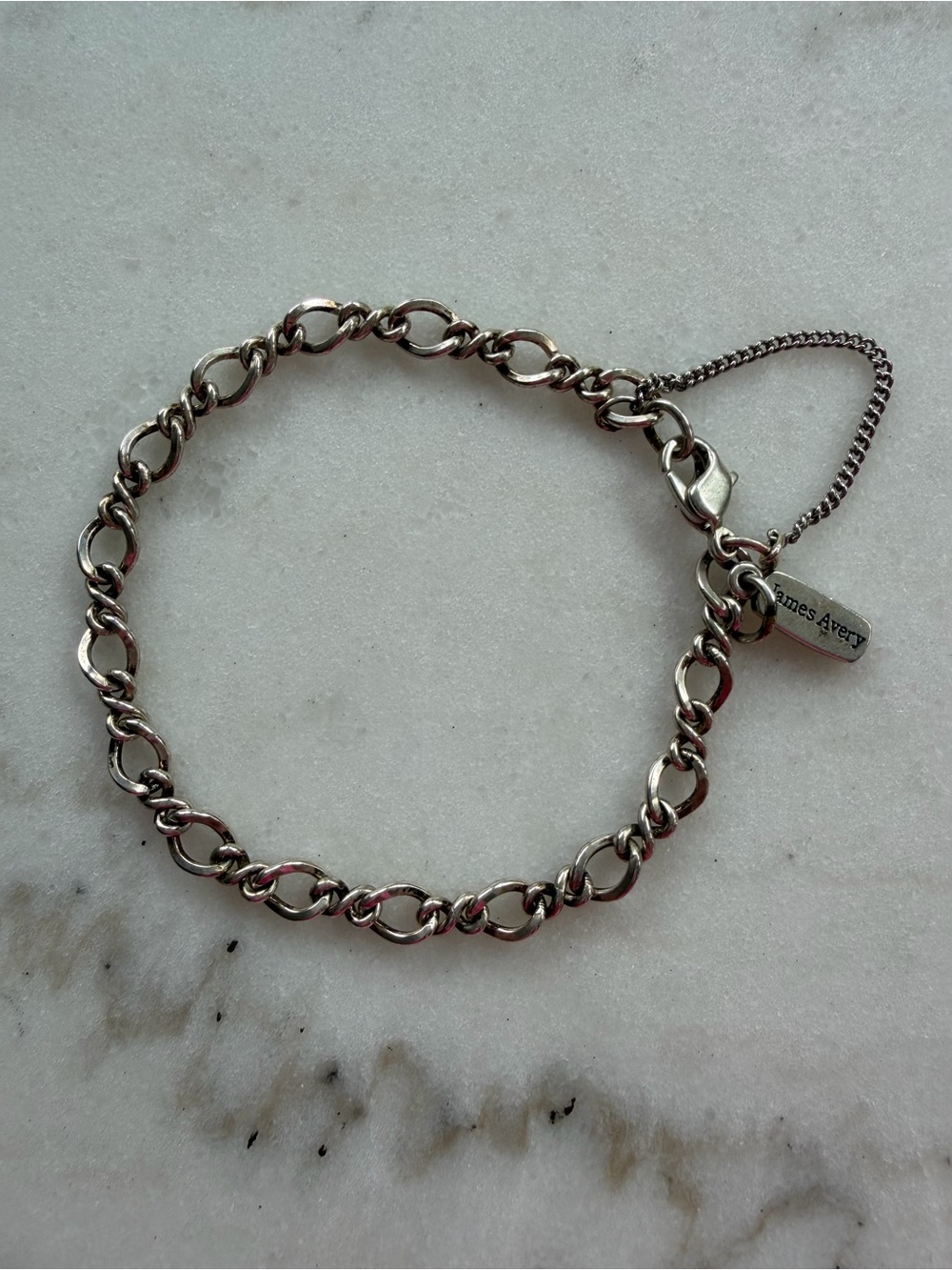 James Avery Sterling Silver Medium Twist Charm Bracelet w/ Safety Chain 925